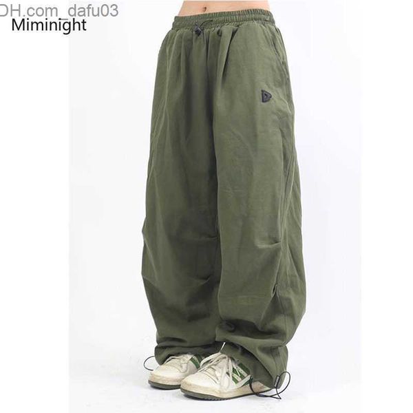 

women's pants capris harajuku cargo parachute pants women's japanese style gorpcore wide leg jogger hip leather bag vintage loose, Black;white