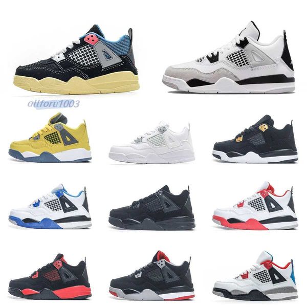

jumpman 4s baby military black basketball shoes trainers kids union fire red 4 boy girl black cat all white pink university blue baby red th
