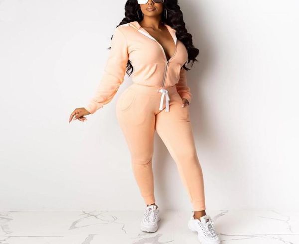 

women039s tracksuits fashion women two piece set tracksuit long sleeve hooded jacket fitness pant sweatsuit autumn winter cas9837313, Gray