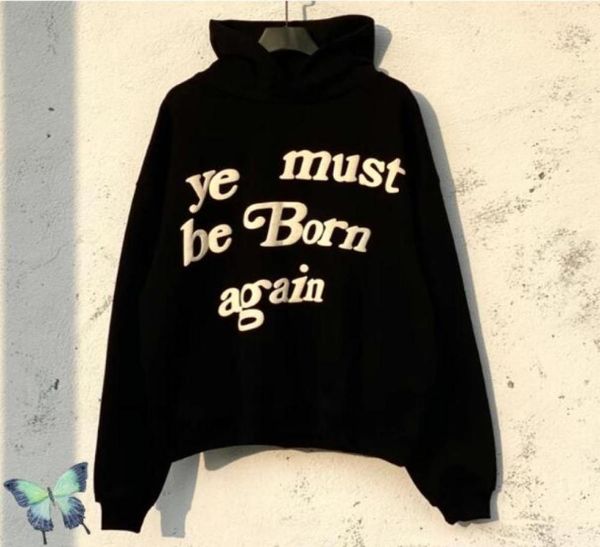 

foam print fleece hoodie sweatshirt fashion clothes012348658408, Black