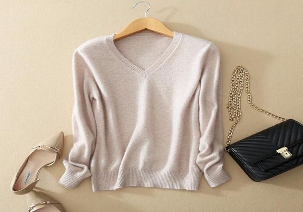 

2019 autumn winter cashmere sweater women sweaters and pullovers female vneck knitted pull femme manche longue sweater2142486, White;black
