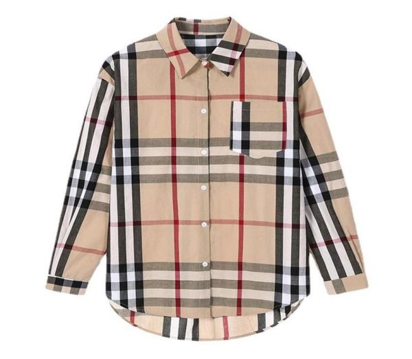 

women blouses shirts designer women fashion classic summer new plaid tshirt ps size casual long sleeve size s3xl3754935, White
