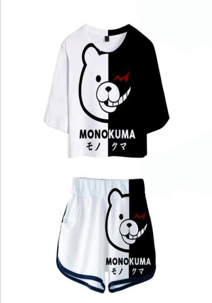 

summer women039s sets anime danganronpa monokuma crop shorts sweat suits women tracksuits two piece outfit cosplay costum9357108, Gray