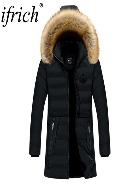

jacket men winter padded parka men warm coat detachable raccoon fur men039s long parkas thick jackets overcoat ropa de hombre 26080566, Black