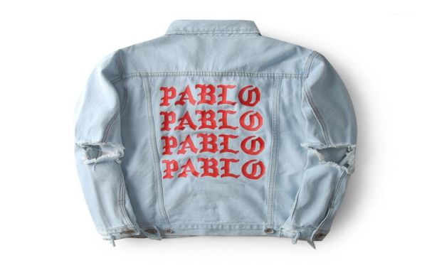 

men039s jackets west pablo denim men hip hop tour brand clothing streetwear jeans jackets14623421, Black;brown