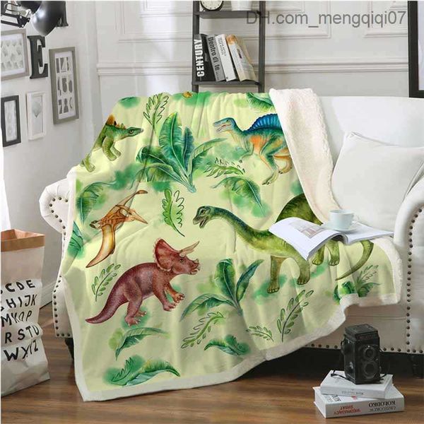 

blankets swaddling cartoon jurassic dinosaur children's blanket winter warm animal coral plush throwing blanket bedding office sleeping