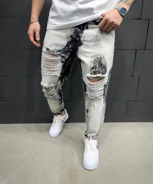 

men039s jeans premium boyfriend paint street style012343299694, Blue