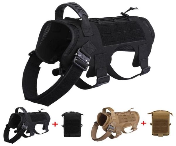 

1000d tactical dog vest breathable dog clothes adjustable training hunting molle vest with tactical molle pouch20906223836473, Camo;black