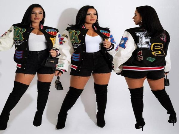 

women039s trench coats streetwear baseball fashion fall jackets for women 2022 patchwork button black loose print varsity b2465852, Tan;black