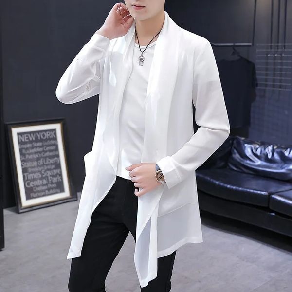 

men's trench coats men clothing ultrathin windbreaker midlength summer sun protection clothes coat trend korean version handsome cloak, Tan;black