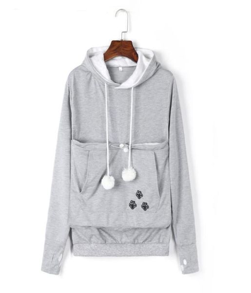 

women039s hoodies sweatshirts casual women sweatshirt kangaroo pet dog cat holder carrier coat pouch large pocket blouse soli4788403, Black