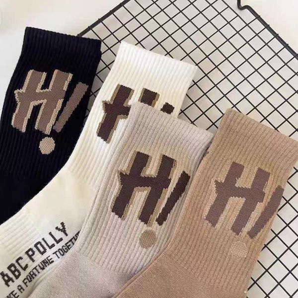 

pure cotton sports men's spring/summer socks hi versatile fashion brand mid tube street skateboarding ins style korean minimalist, Black;white