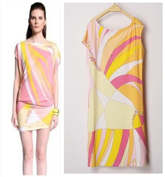 

luxury brands women039s short sleeves multicolor abstract geometric print plus size  stretch jersey silk dress2865526, Black