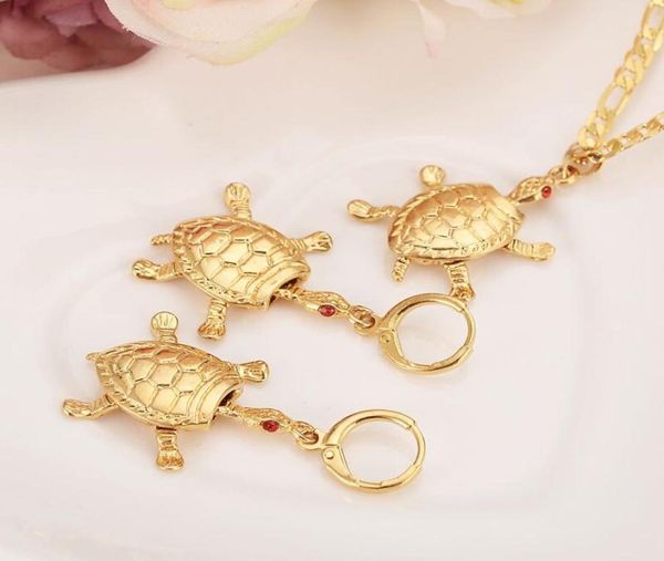 

real gold filled jewelry tortoise cz red stone pendant necklaces earrins womenpapua new guinea girls kids partyjewelry png gift l5114416, Silver