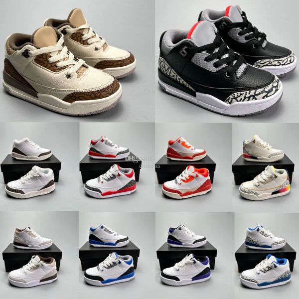 

toddlers sneakers jumpman 3s 3 kids shoes basketall shoes youth boys girls trainers baby children shoe, Black
