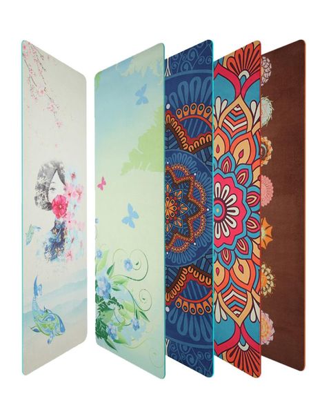

5mm fitness yoga mat lotus pattern suede nonslip fitness losing weight pilates slim yoga pad gym sports camping exercise mat1966376