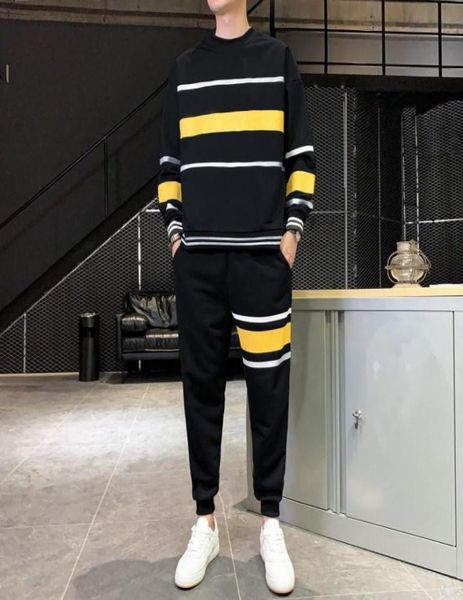 

mens autumn tracksuit 2020 new colorblock sweat suits 2 piece set ouftits men sports wear clothes men outfit set running suit6507443, Gray