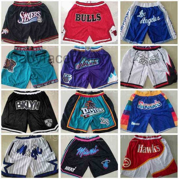 

team just shorts don sport basketball short running wear with pocket zipper sweatpants hip hop pant blue white black red purple men top