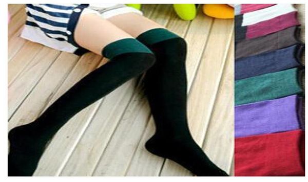 

2015 winter stitching striped stocking women college wind knee high cotton breathable long socks compression warm stockings3566006, Black;white