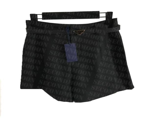 

triangle badge belt pants women solid color shorts designer casual style capris spring summer breathable clothing9973364, Black;white