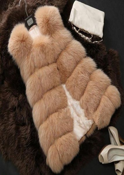 

faux fur coat vest outerwear warm women coat vests winter fashion slim jacket gilet veste6104983, Black