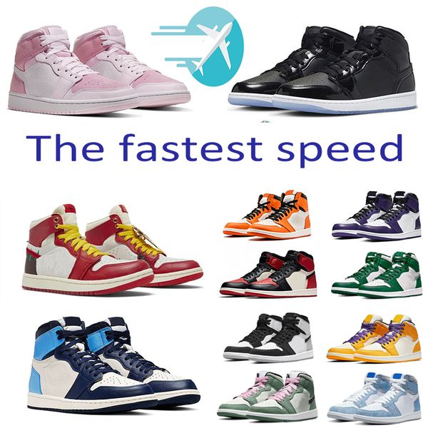 

mens 1 high og 1s basketball shoes jumpman lost and found skyline men sneakers university blue se space jam patent bred gorge green dark moc