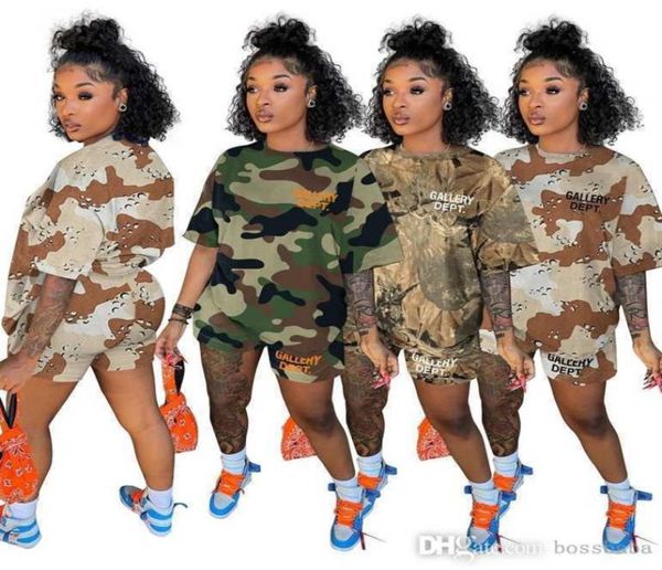 

designer 2022 womens letter camouflage letter printed tracksuits short sleeves t shirt shorts two piece sets ladies casual sport p5772812, Gray