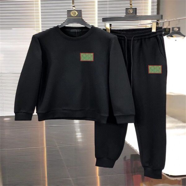 

men's new autumn fashion embroidered craft coat men's and women's trousers two-piece set t6d1305, Black;brown