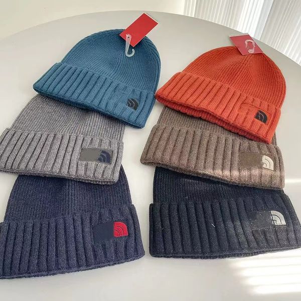 

designer fashion beanie embroidered autumn and winter warm knitted cap with fashion high-grade plaid skull cap high-quality products, Blue;gray