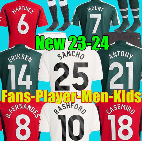 

rashford mount 23 24 soccer jerseys b. fernandes garnacho hojlund martinez 2023 2024 casemiro antony manchesters mans utd football stylish a, Gray