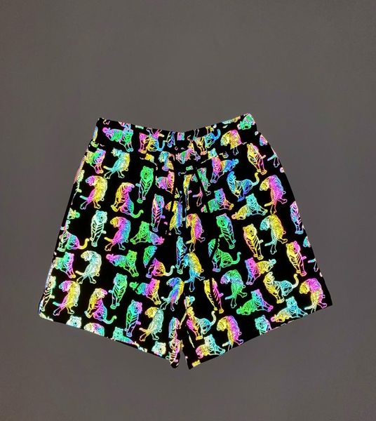 

men039s shorts multicolor reflective mushroom tiger zebra snakeskin men summer night shiny biker women short pants couple hip h7469914, White;black
