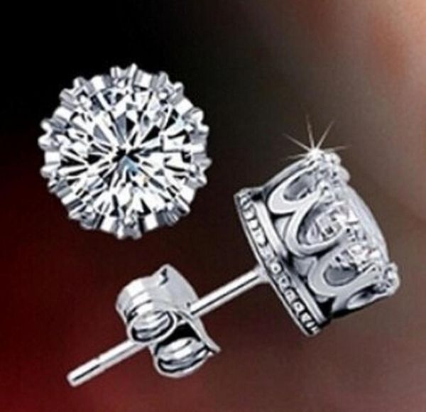 

fashion 925 sterling silver crystal crown earrings cz stud earrings cubic zirconia stud earrings with beautiful wedding engagement4105086, Golden;silver
