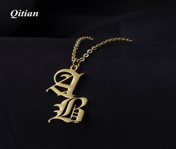 

vintage old english double letters necklace gold customized nameplate necklace for women stainless steel jewelry v1919713528, Silver