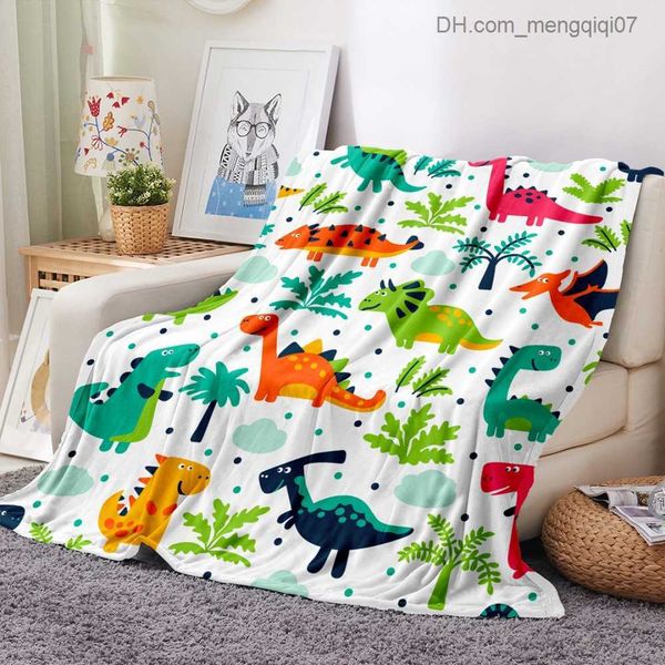 

blankets swaddling cartoon dinosaur throwing blanket soft flange plush blanket used for chairs camping children's beds sofa covers wint