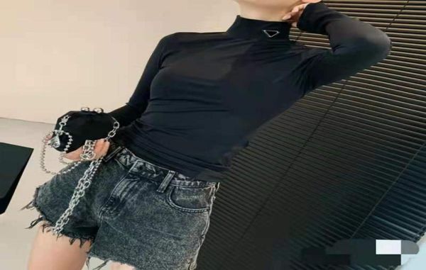 

blouses shirts high necks long sleeves sweatshirt for lady slim style with budge neck yoga shirt thin material tees 4958807, White