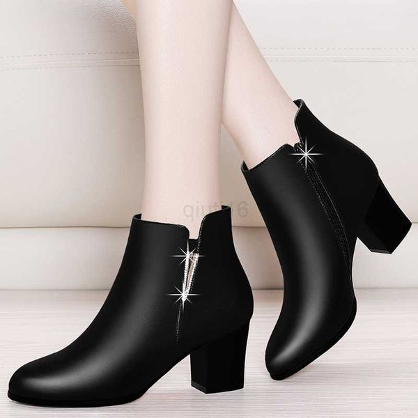 

boots women chelsea boots winter autumn black ankle boots for woman thick square high heel round toe genuine leather heels shoes i0026