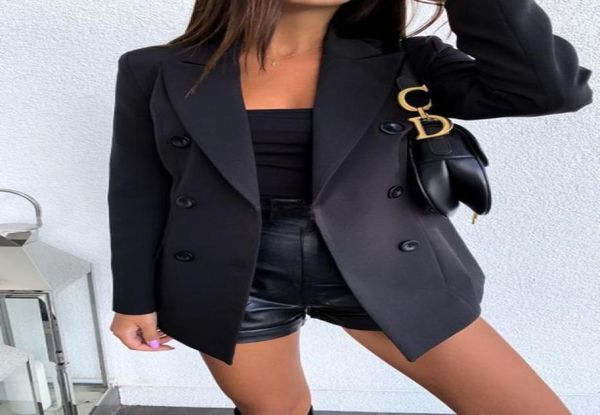 

women039s suits blazers black color quality clothing longsleeved lapel doublebreasted button suit women jacket spring and a5062486, White;black