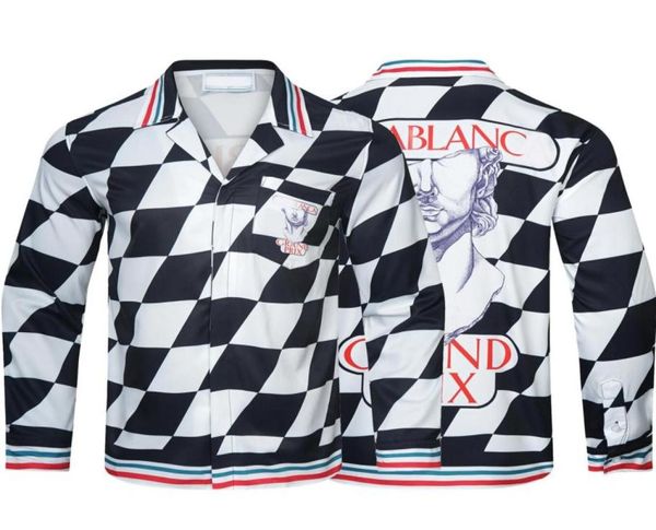 

designer new autumn men039s casual shirts women single breasted long sleeve printed black and white diagonal check shirt asian 2612622, White;black