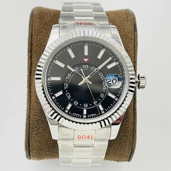 

noobf mens sports watch super quality 42mm sky dweller 326934-0004 gmt month red dot workin jubilee bracelet watches cal 9001 movement autom, Slivery;golden