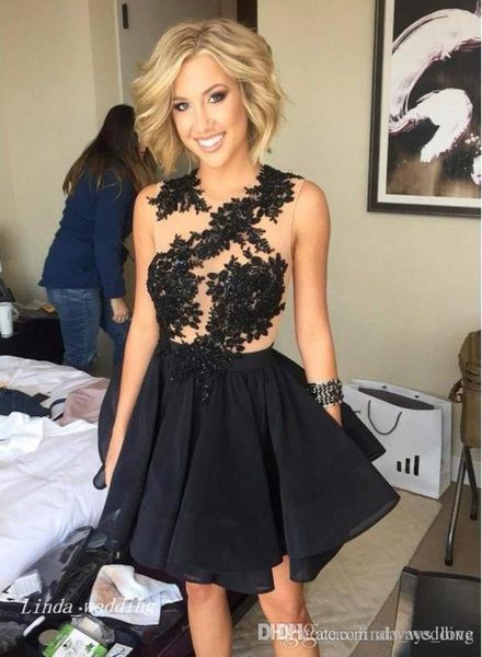 

2019 short black homecoming dresses applique prom dress special occasion dress pageant evening party dress9037470, Blue;pink