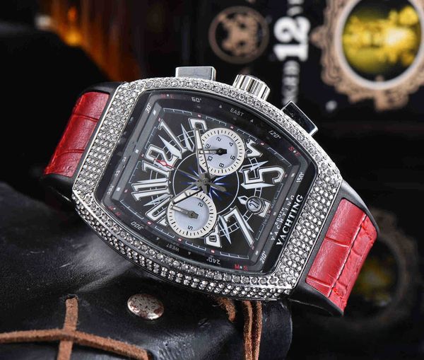 

43mm luxury man watch waterproof chronograph luminous men's wristwatch leather men quartz watches casual clock, Slivery;black