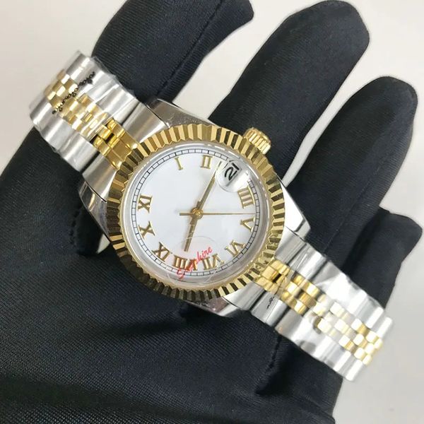

watches 2813 mechanical watch gold mixed gold mixed silver case women date just 31mm sapphire glass solid clasp president men male sweeping, Slivery;brown