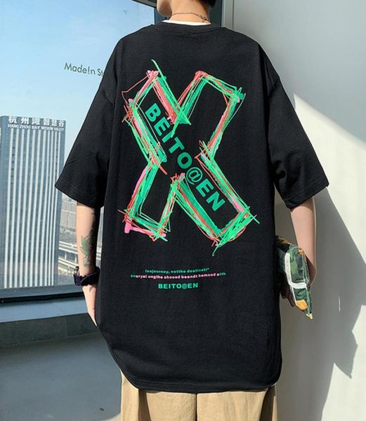

men tshirts fashion tees mens hiphop printing oversize short sleeve summer tshirts male streetwear clothing2041325, White;black