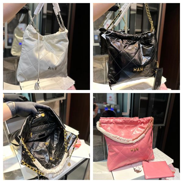 

cc letter branded tote bags designer bucket bag genuine leather handbags drawstring handbag gold or silver chain luxury shoulder bags fashio