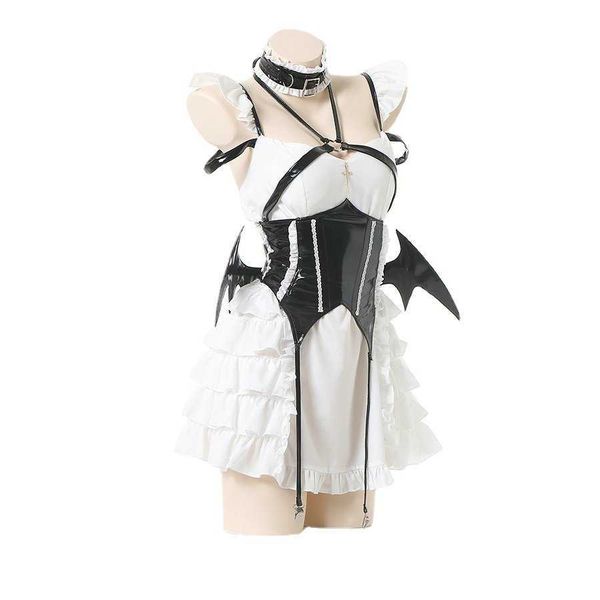 

devil halloween costume cream sweetheart maid dress devil lolita dress, Black;red