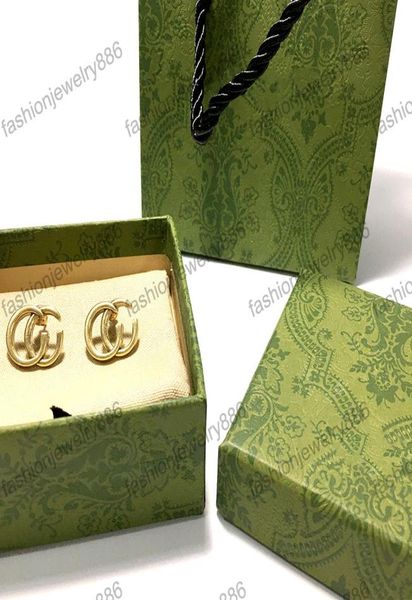 

classic double letter earrings studs charm retro designer earrings women eardrops jewelry gift with box for party anniversary8255305, Golden;silver