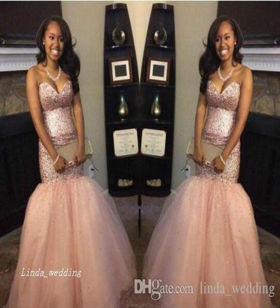 

2019 peach blingbling sequins south african black girl prom dress new arrival sweetheart backless mermaid party gown custom make p6915949