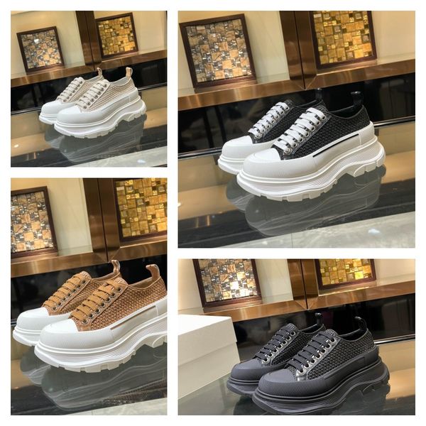 

alexander low sneakers nylon crochet knit deck tread slick boot casual canvas shoes lace-up rubber soles platform trainers boots womens men