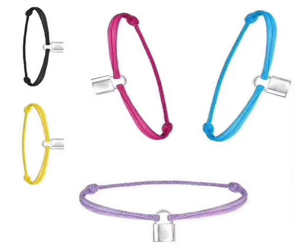 

new brand women lover bangle handmade adjustable rope chain bracelet charm lock pendant titanium stainless steel for gift with let9405081, Golden;silver