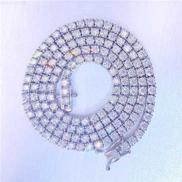 

fashion jewelry necklaces 925 sterling customization color tennis chain mount full size big tennis chain hip hop style sale, Silver